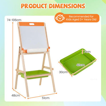 2-in-1 Art Easel for Kids with Magnetic Whiteboard & Blackboard for Ages 3+
