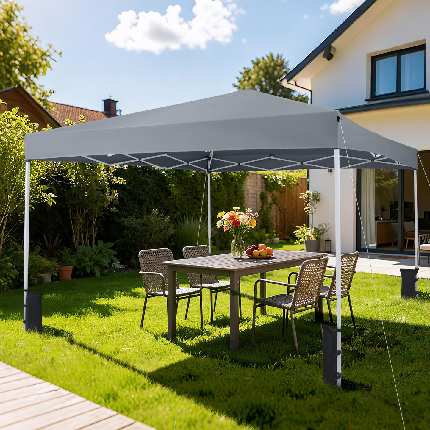 3m x 3m Pop Up Canopy Tent, Height Adjustable Garden Gazebo Shelter