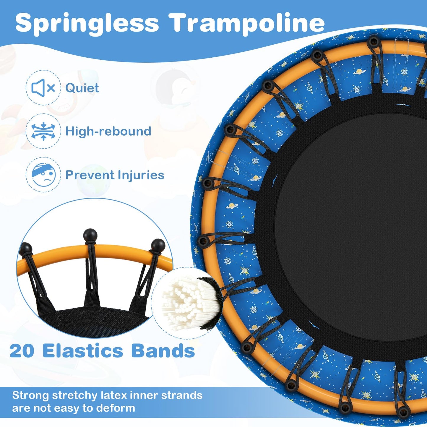 EN71 Certified Cute Children Trampoline with Foam Padded Handle