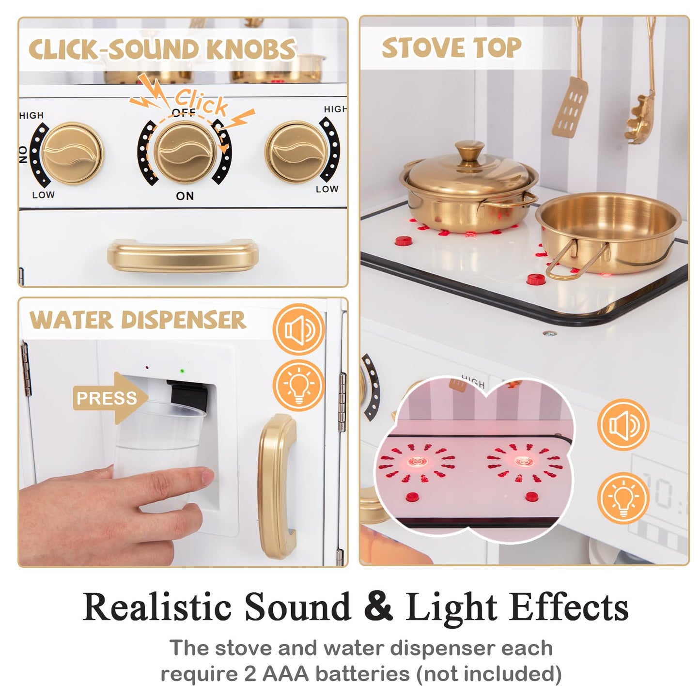 Pretend Play Kitchen for Kids with Utensils Aged 3+