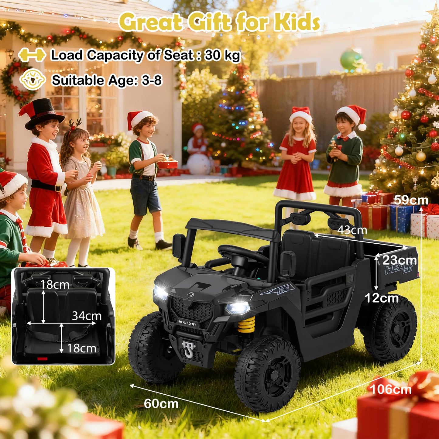 12V Ride on Dump Truck with Electric Dump Bed with Music and Remote Control