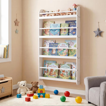Kids Bookshelf Wall Mounted, 4-Tier Children's Bookcase Book Shelf