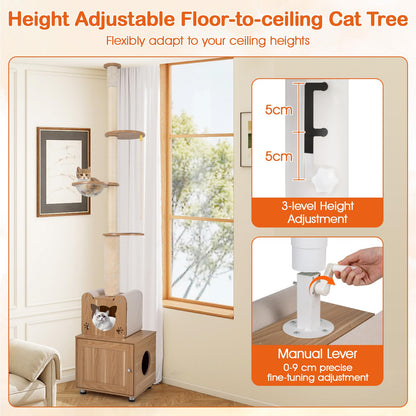 256-275 cm Adjustable Floor to Ceiling Cat Tree