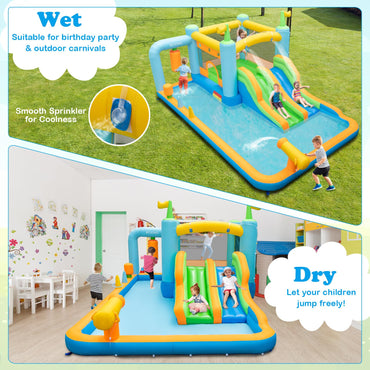 7 in 1 Inflatable Water Park with 2 Slides for 3-10 Years Old