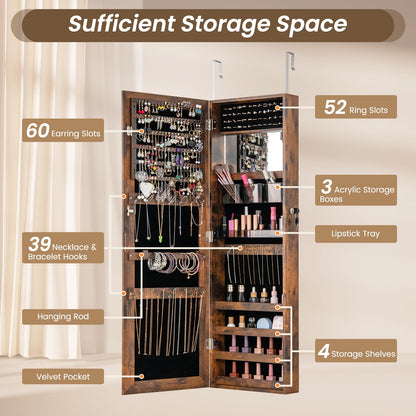 110 cm Jewelry Mirror Cabinet with Full-length Mirror and Interior Makeup Mirror