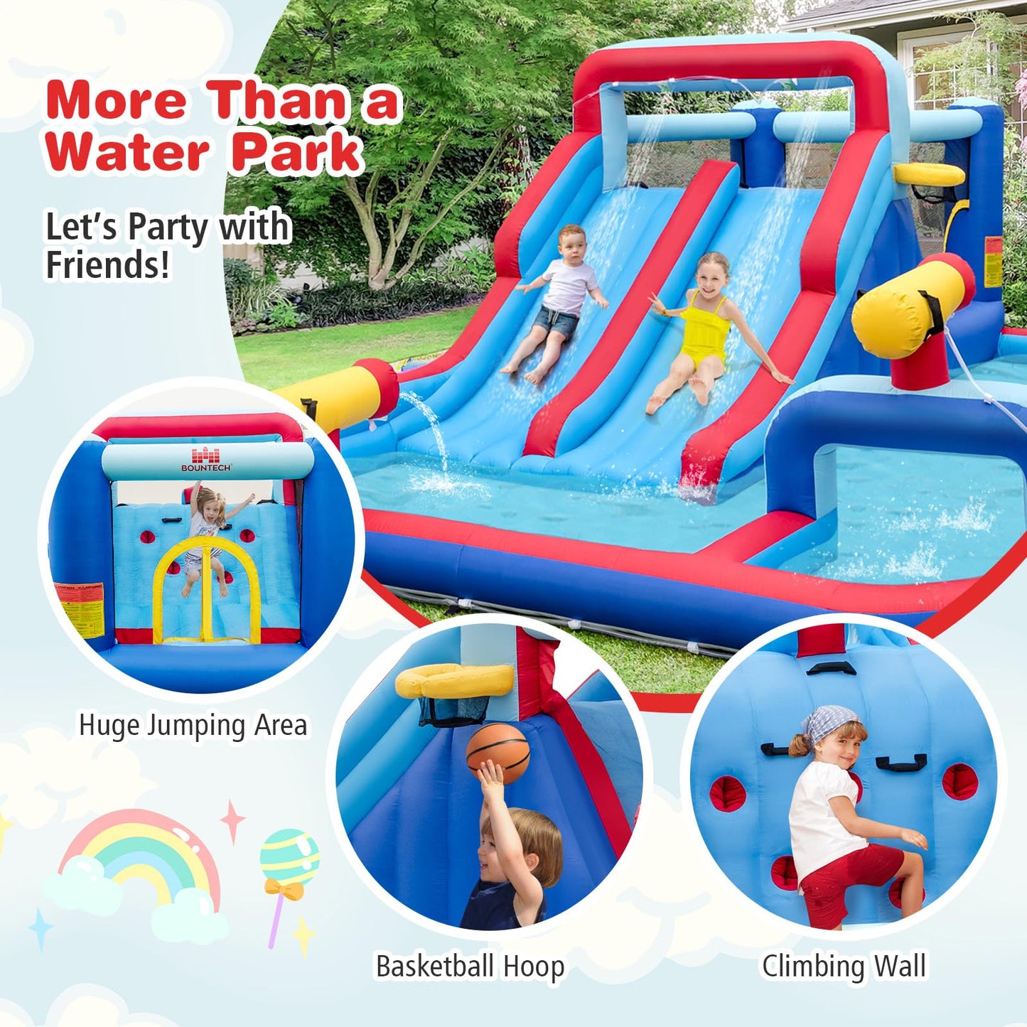 5 in 1 Mega Kids Bouncy Castle with Dual Slides