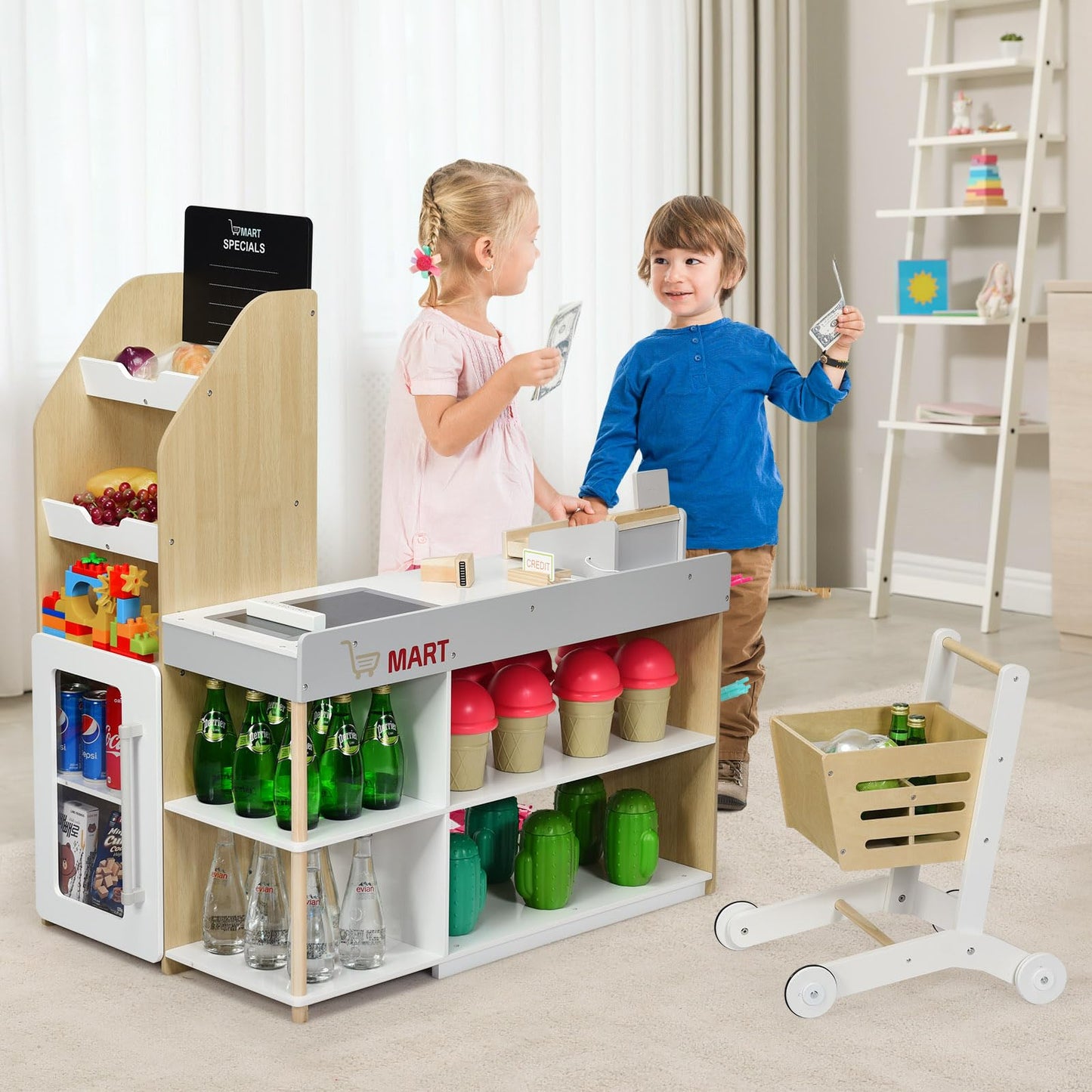 Supermarket Play Set with Shopping Cart for Toddlers