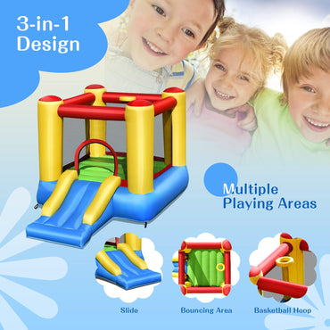 Inflatable Bounce House with Slide and Carrying Bag without Blower