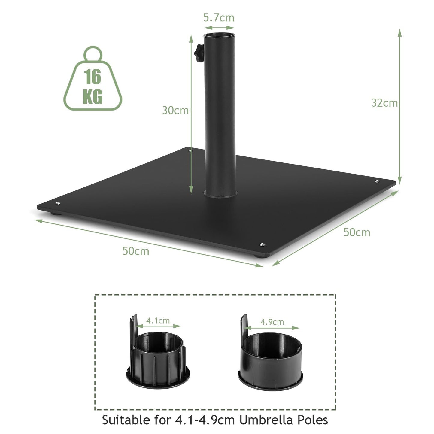 50 CM Patio Umbrella Base with 4 Adjustable Footpads for Patio Poolside