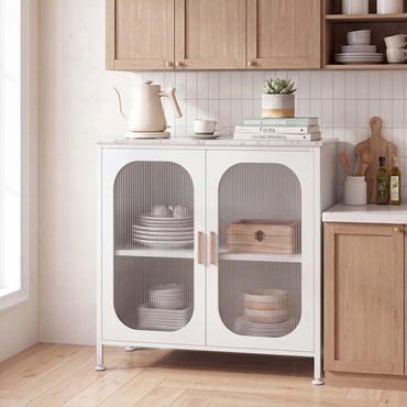 Kitchen Sideboard with 2 Translucent Doors & Adjustable Shelf
