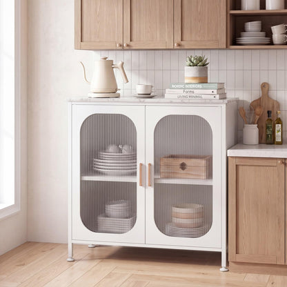 Kitchen Sideboard with 2 Translucent Doors & Adjustable Shelf