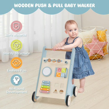 Toddler Push Walker with Handle & Rubber Wheels