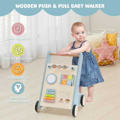 Toddler Push Walker with Handle & Rubber Wheels