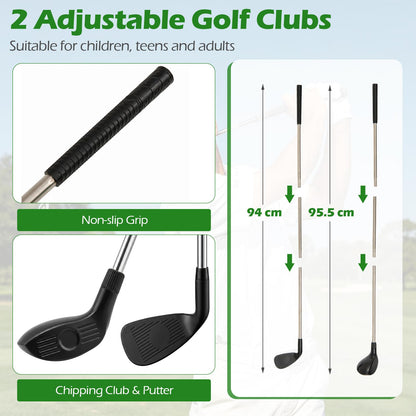 Indoor Outdoor Golf Game Gift with 2 Adjustable Clubs, 24 Sticky Balls, Scoreboard & Carry Bag