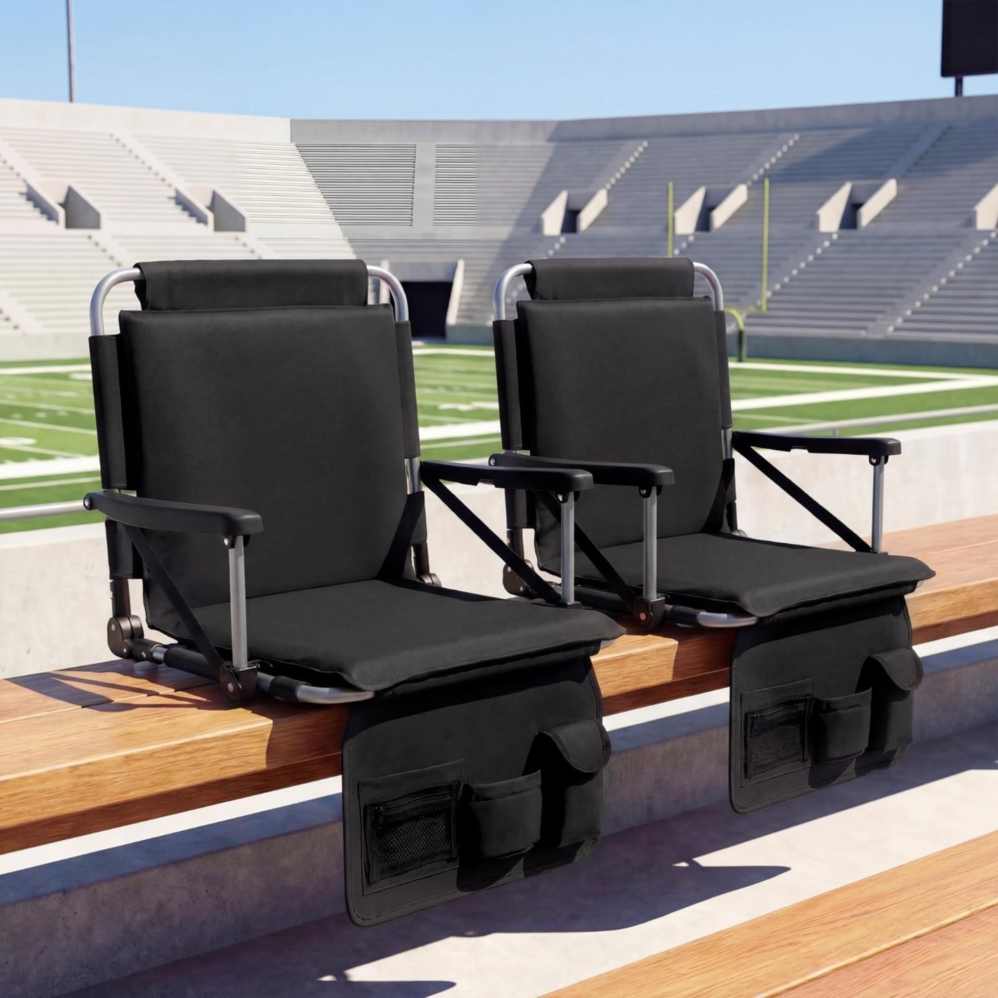 Foldable Stadium Seat, Padded Camping Chair with Back Support