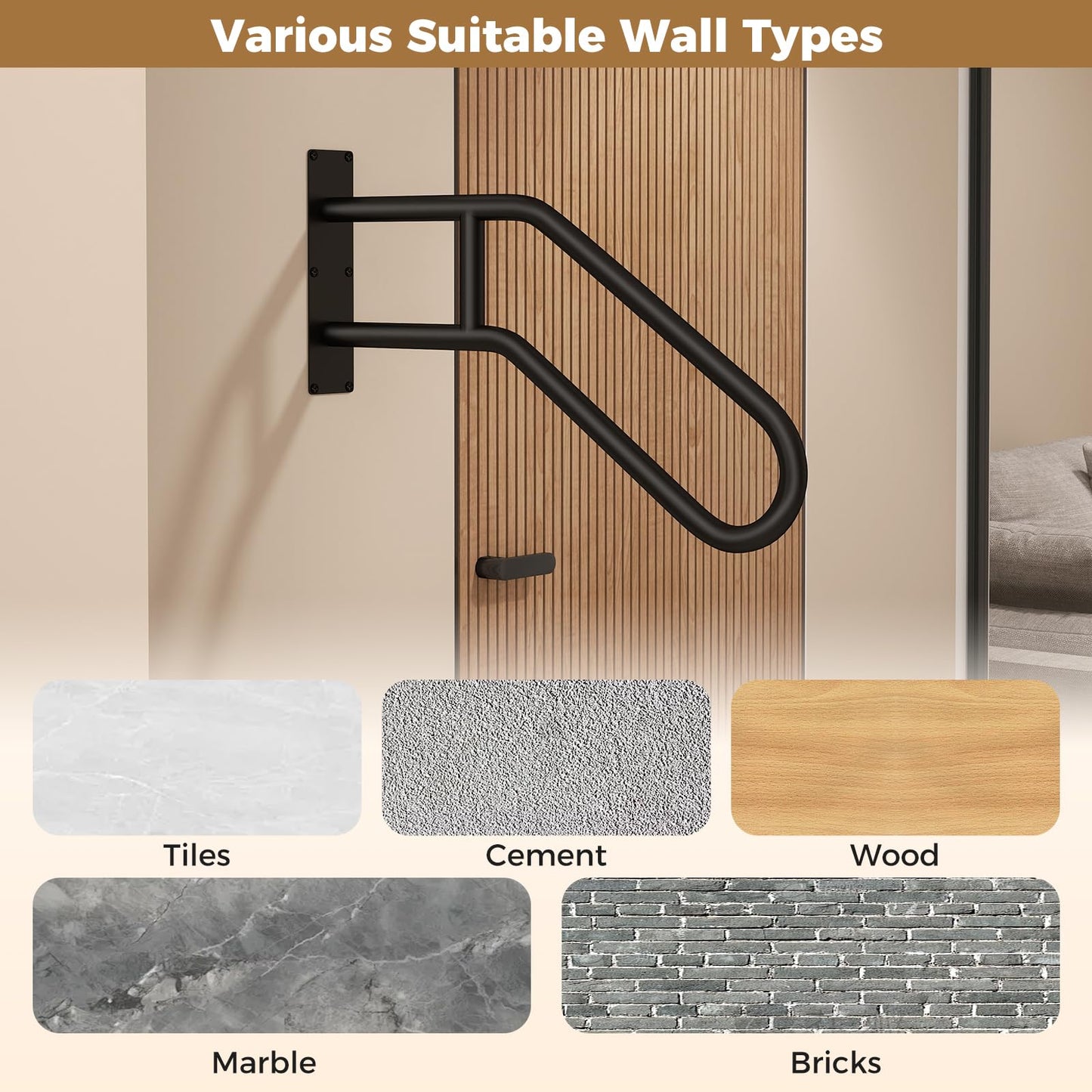 Giantex Handrail for Outdoor Steps Wall Mount Non-Slip Safety Railings for 1-3 Steps