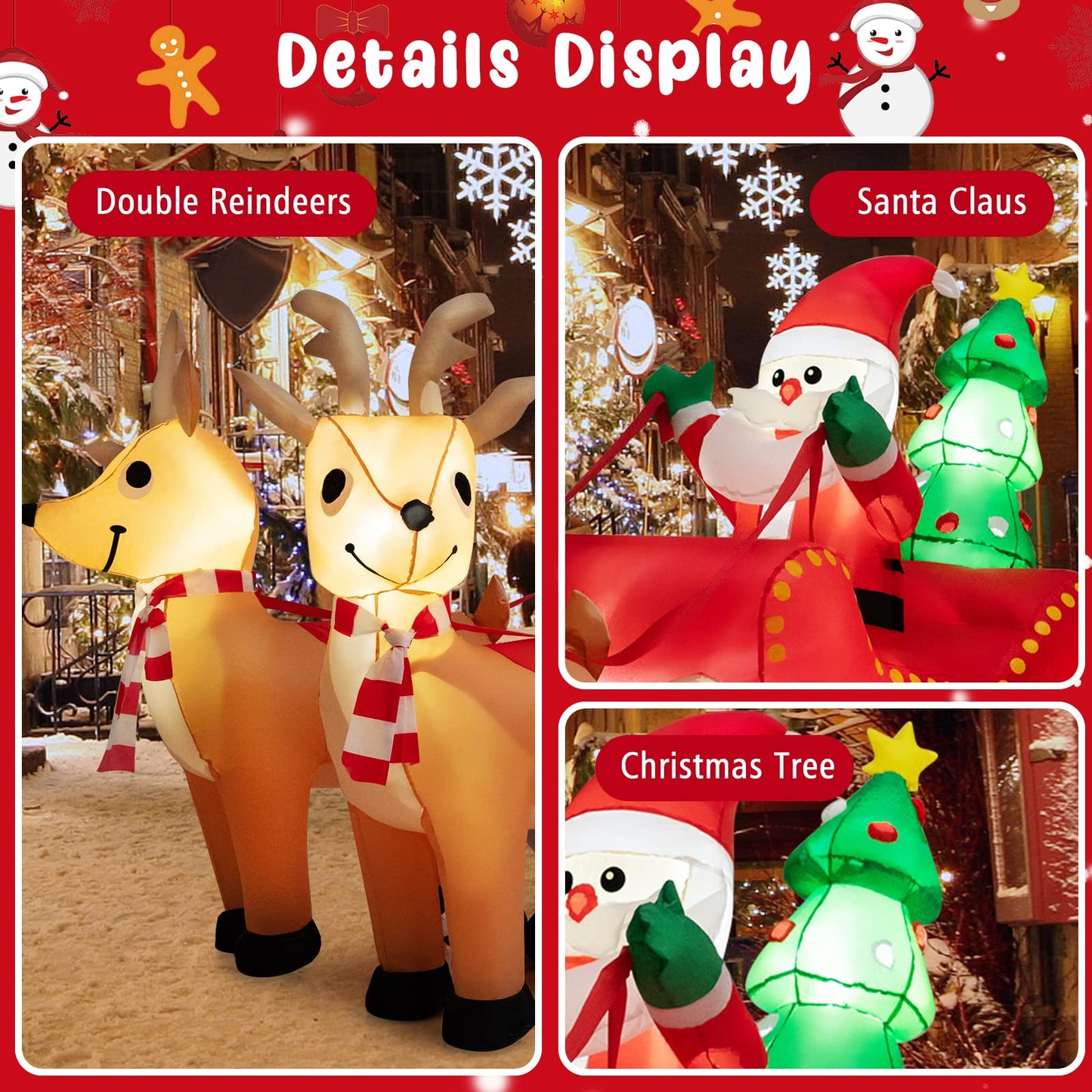 Inflatable Christmas Santa Claus with LED Lights and Blower
