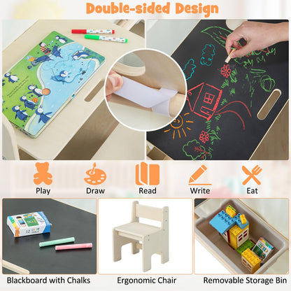 Wooden Playhouse with Floor Mat for 3-6 Years Old