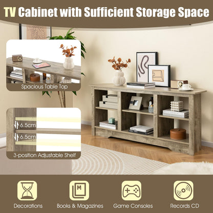 147cm TV Stand for TVs up to 65 Inches with 6 Open Storage Shelves