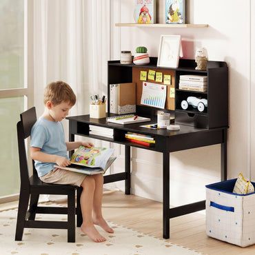 Kids Study Desk and Chair Set Wooden Students Writing Table