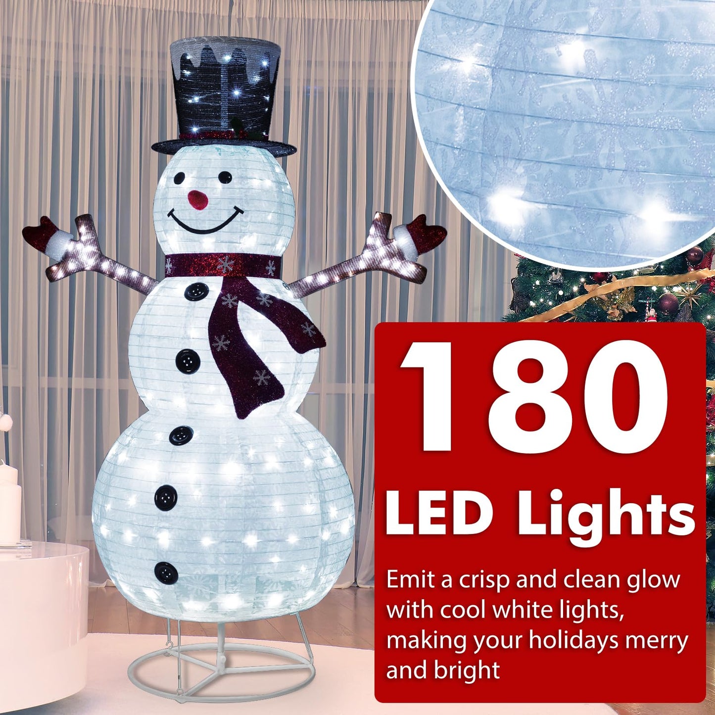 Pre-Lit Pop-up Christmas Decoration with 180 Cold White LED Lights