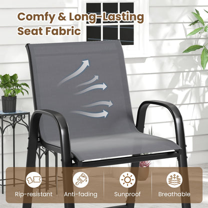 3 Piece Outdoor Bar Table and Chairs Set with Breathable Fabric