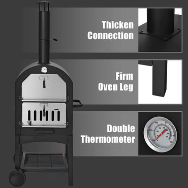 Wood Fired Pizza Maker with Chimney & Pizza Peel