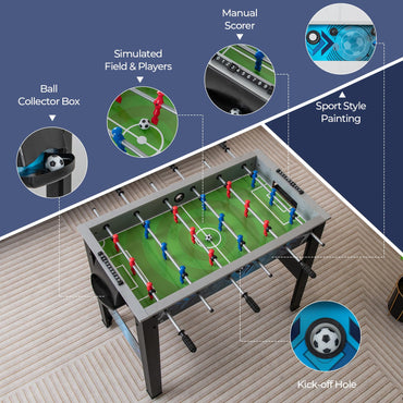 Soccer Table Game with 2 Footballs and Smooth Handle