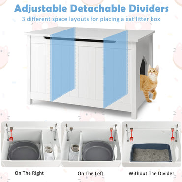 Wooden Cat Litter Box Enclosure with Top Opening