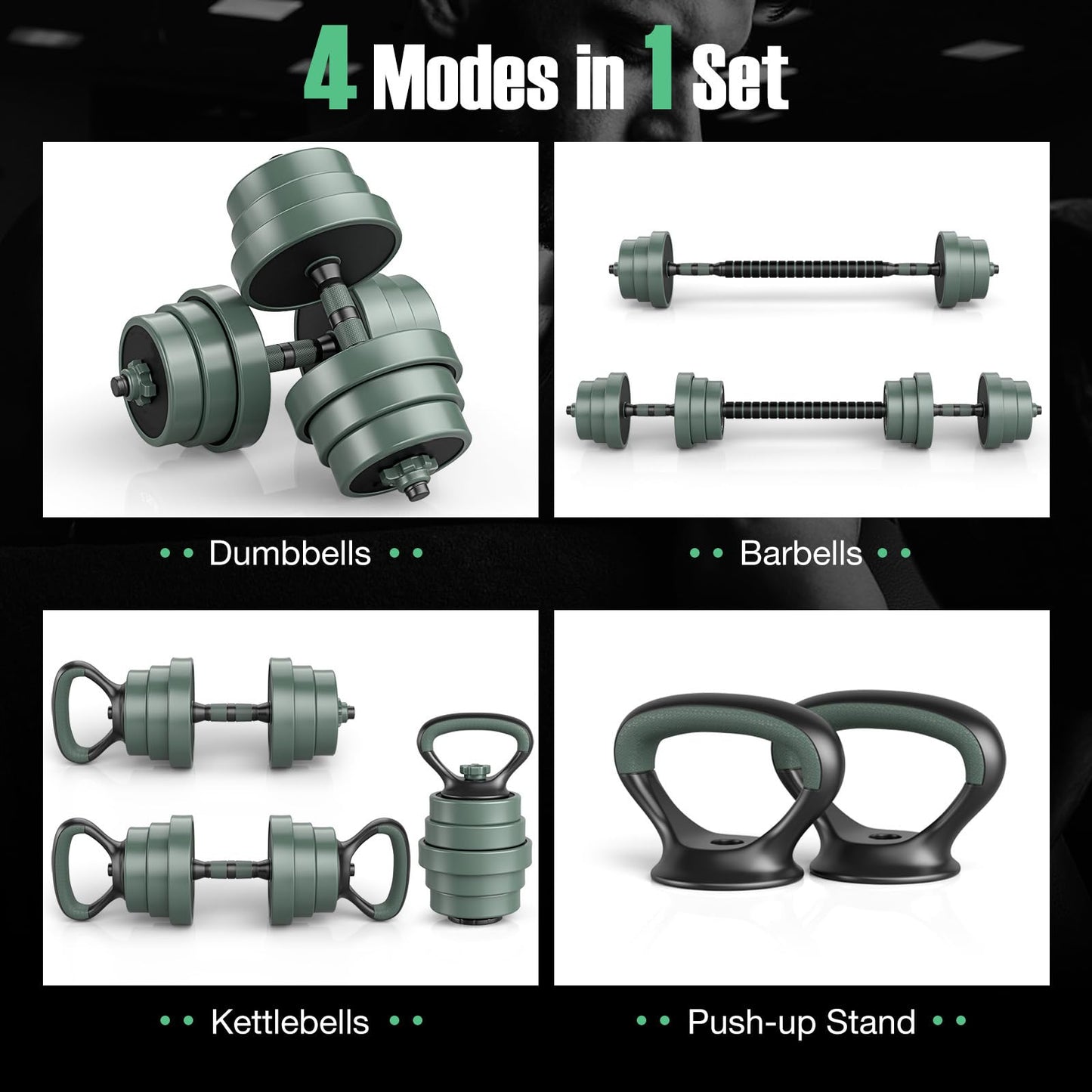 21KG/41KG Dumbbell Barbell Set, 4-in-1 Dumbbell, Barbell, Kettlebell & Push-Up Stand