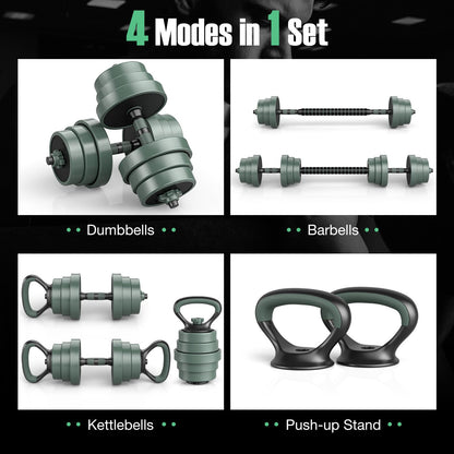 21KG/41KG Dumbbell Barbell Set, 4-in-1 Dumbbell, Barbell, Kettlebell & Push-Up Stand