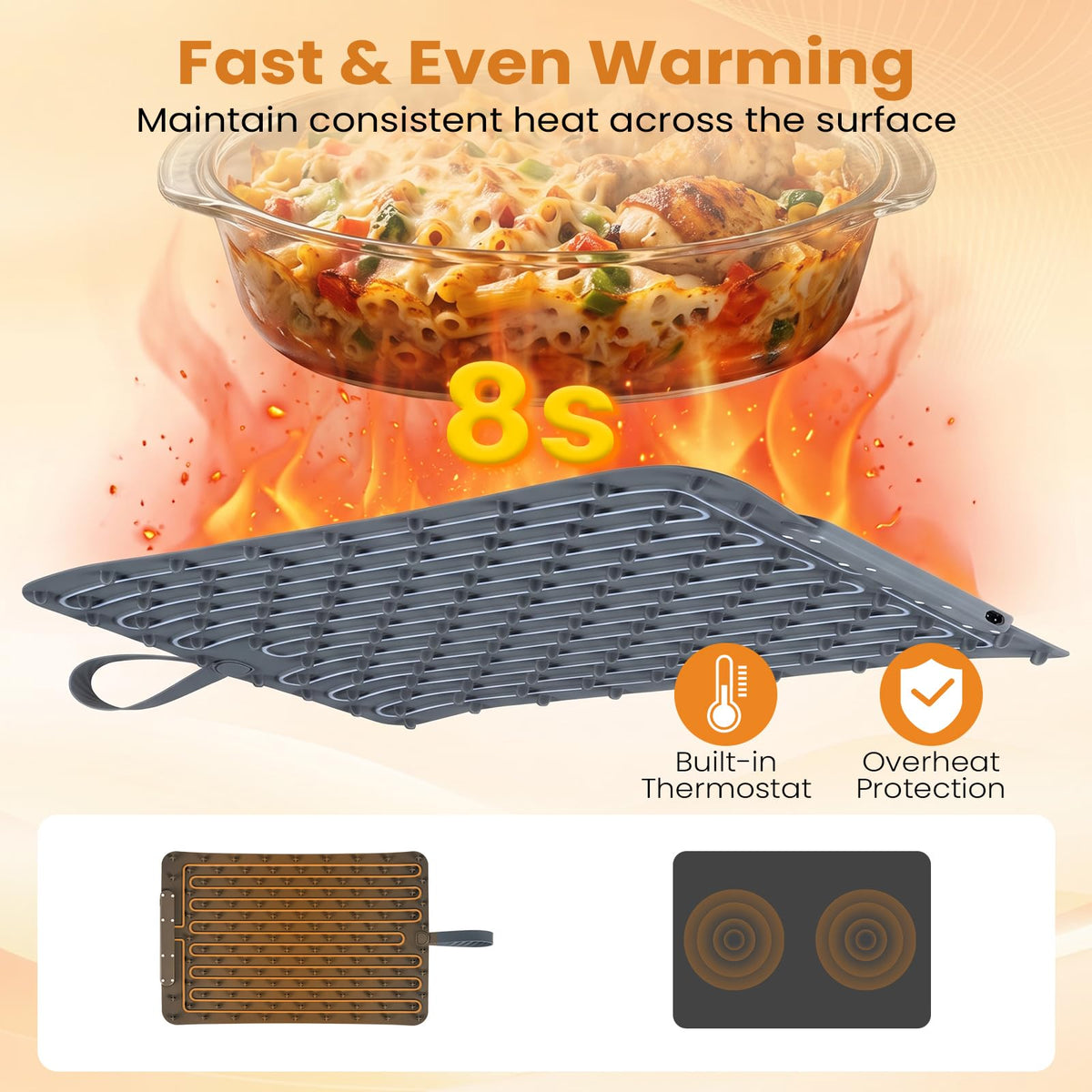 Food Warming Mat 61 x 40 cm with 3-Level Temperature