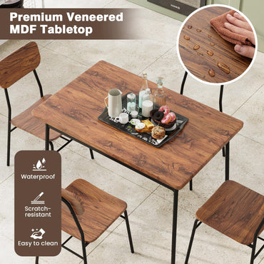 Rectangular Breakfast Kitchen Table Set with 4 Chairs and Storage Rack