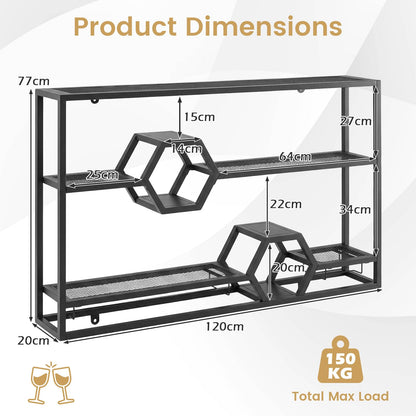 Wall Mounted Wine Rack, 3-Tier Hanging Bar Shelves