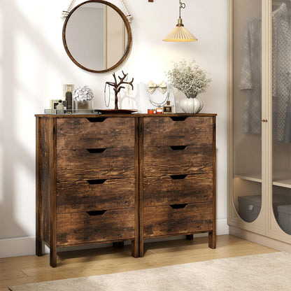 4-Drawer Wooden Tall Utility Storage Dresser with Anti-Toppling Kits for Bedroom