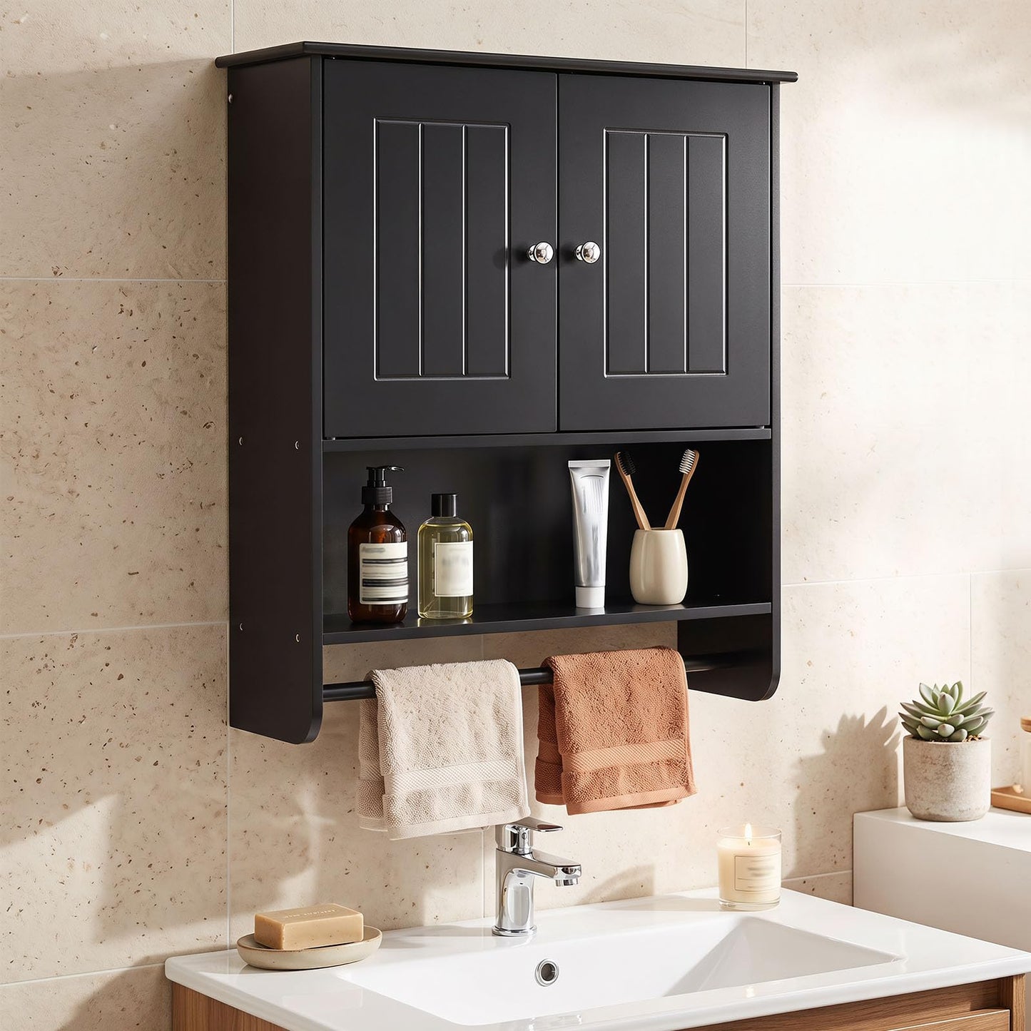 Bathroom Wall Cabinet, Over-The-Toilet Storage Cupboard