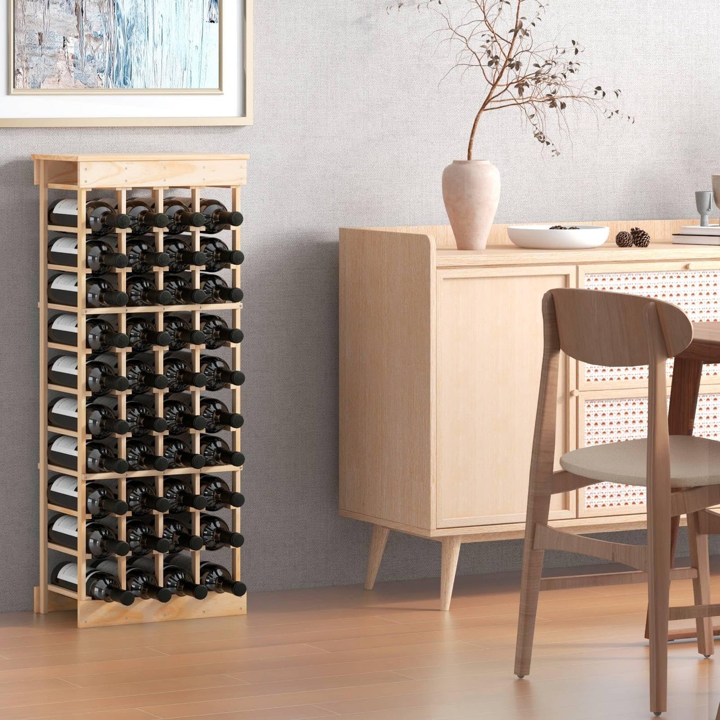 40-Bottle Freestanding Wine Rack Storage Shelf with Tabletop