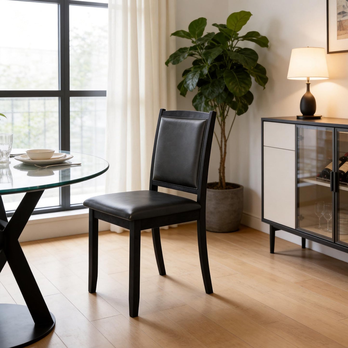 Dining Chairs, Faux Leather Upholstered Kitchen Chairs with Padded Seat