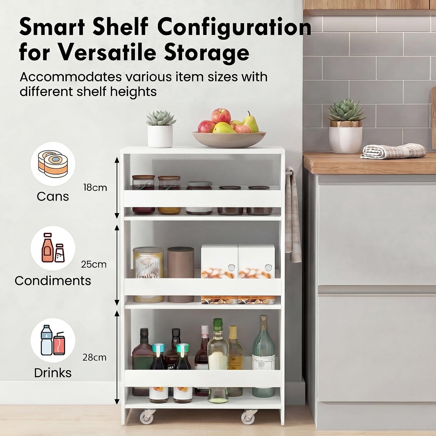 GiantexUK 4-Tier Kitchen Storage Trolley