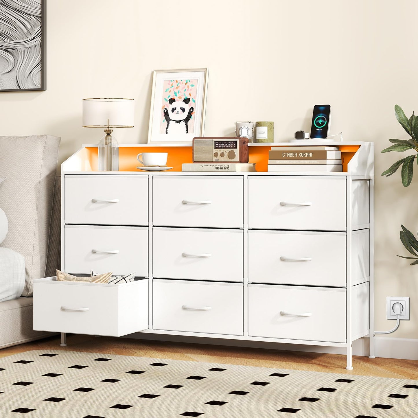 Dresser Storage Organizer with LED Lights for Bedroom
