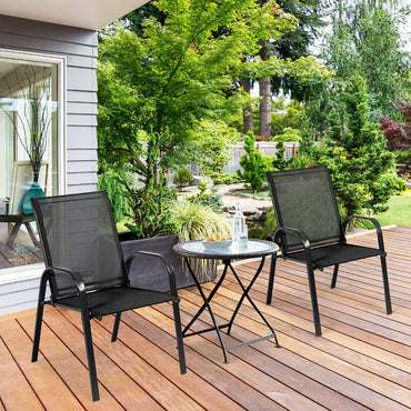 2 Piece Patio Outdoor Camping Chairs Set with Breathable Fabric
