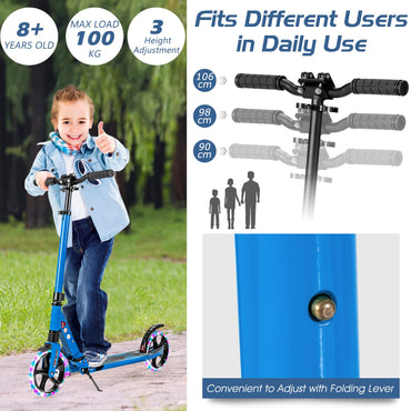 Light Up Scooter with 200mm Large Wheels and Carrying Strap