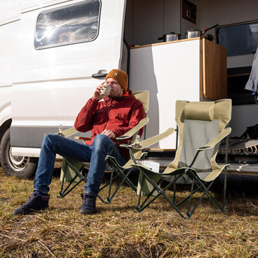 2 in 1 Portable Reclining Camp Chair with Detachable Footrest