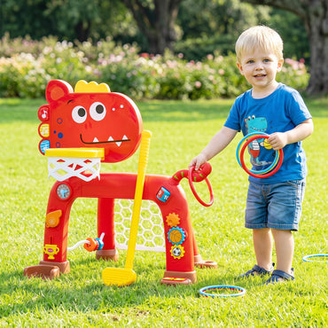 Dinosaur Toddler Basketball Hoop and Soccer Ball Activity Center