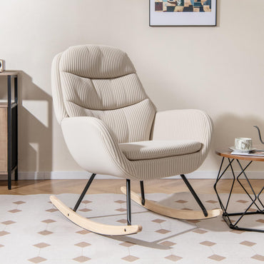 Upholstered Rocking Chair Nursery Glider Rocker with Padded Backrest