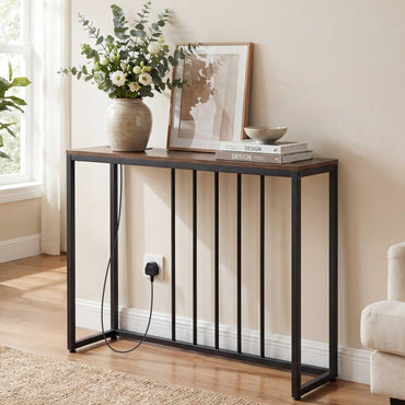 Console Table with Charging Station and Power Outlets for Hallway