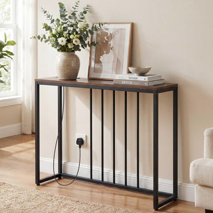 Console Table with Charging Station and Power Outlets for Hallway