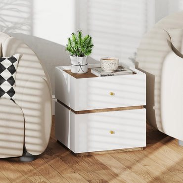 2-Drawer Modern Bedside Table with Storage Compact Floor Night Table