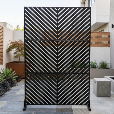 183 CM Freestanding Metal Outdoor Privacy Screen for Patio Garden