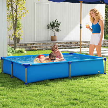 Above Ground Swimming Pool Outdoor Rectangular Pool for Kids above 3 with Metal Frame